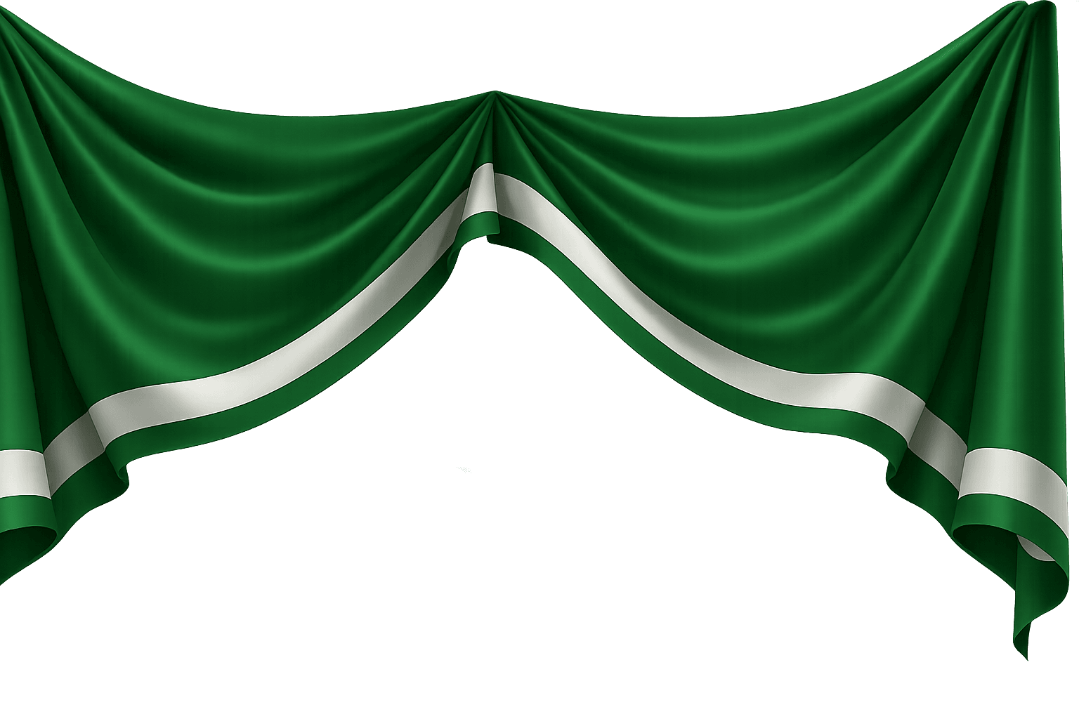 Green and white drapery